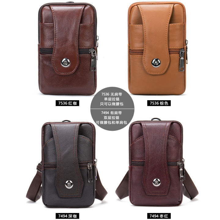 NIUCUNZH%20Cross%20Border%20Leather%20Waist%20Bag%20Men's%20Cowhide%20Mobile%20Phone%20Bag%20Sports%20Biased%20Bag%20Outdoor%20Wear%20Belt%20Mobile%20Phone%20Shoulder%20Bag%20-%20Image%204