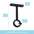 Ceiling Mounted Curtain Rod Brackets, Heavy Duty Ceiling Bracket for 1 Inch Curtain Rod Holder(Set of 6, Black). 