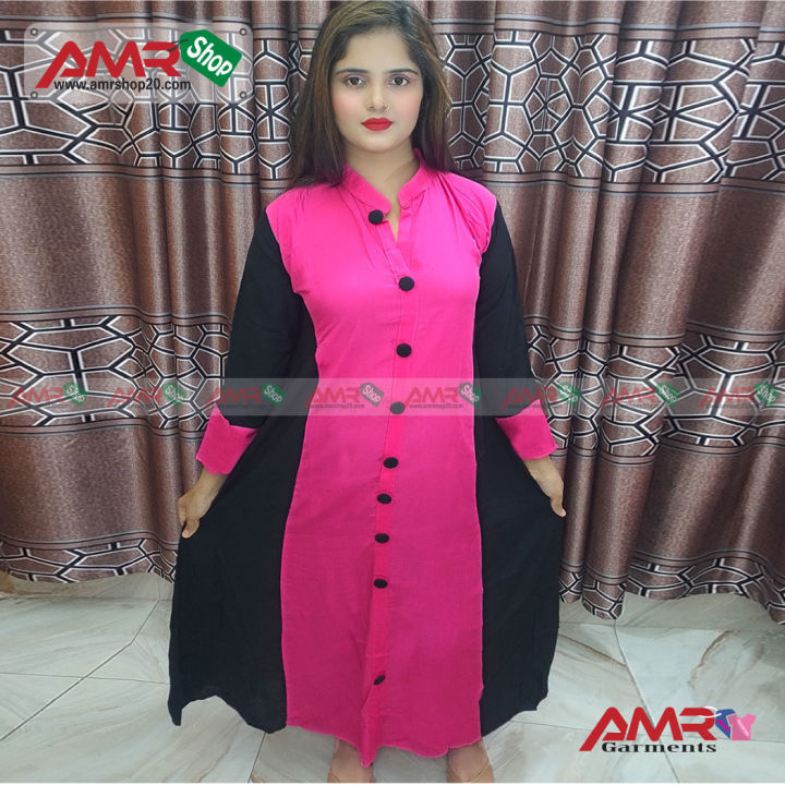 Women%20High%20Quality%20Dubai%20Kurti%20,%20China%20Linen%20Fabric,%20Magenta%20Color%20-%20Image%204