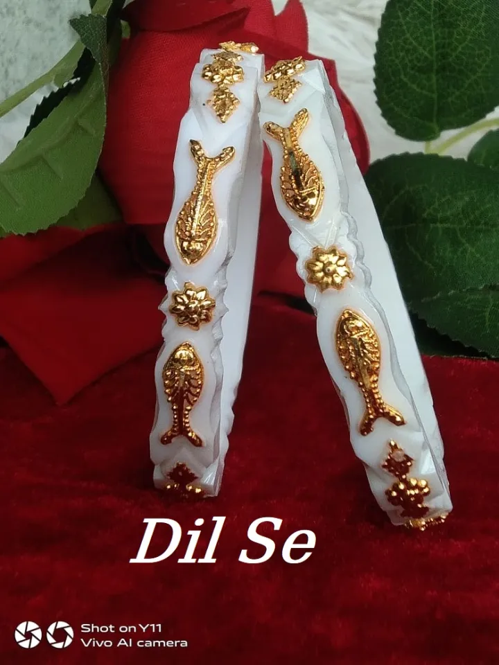 Unique fish Design Golden Metal Wraped Work Trendy Unique White