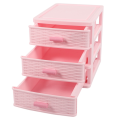 Plastic Drawer Designed 3 Compartment Jewelry Storage Box Pink.