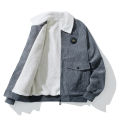 Coat Men's Autumn and Winter Fleece-lined Warm Japanese Retro Style Trends Corduroy Loose Casual Polo Collar Men's Clothing. 