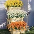 Artificial Flower UV-resistant Easy Care Long Stem Greenery Shrub Plant Faux Cemetery Flower Farmhouse Decor Photograph Prop.