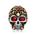 Wholesale Punk 316l Stainless Steel Skull Ring For Men With Cubic Zircon Drop Punk Jewelry Demon Ring. 