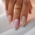 24pcs Glitter Red False Nails Gold Sequins Full Cover Almond Nails Manicure Set French Acrylic Nails Tips for Girl Women. 