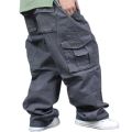 Plus Size Loose Baggy Cargo Pants Men Casual Outdoor Cotton with Bigcket Straight Wide Leg Trousers Male Clothes. 