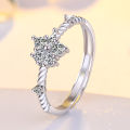 Korean version ring, women's niche design, ins, adjustable opening, flower ring, fashionable, simple, women's index finger silver ring. 