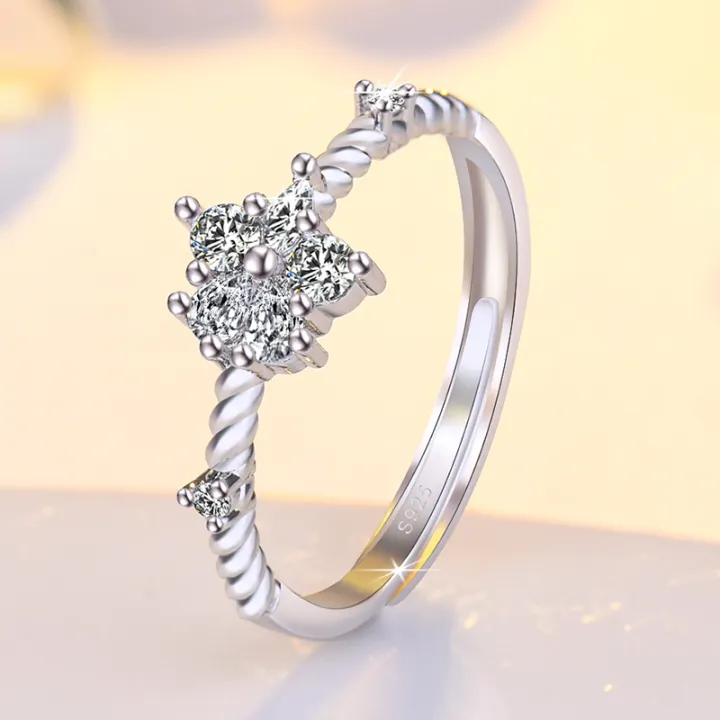 Korean%20version%20ring,%20women's%20niche%20design,%20ins,%20adjustable%20opening,%20flower%20ring,%20fashionable,%20simple,%20women's%20index%20finger%20silver%20ring%20-%20Image%204