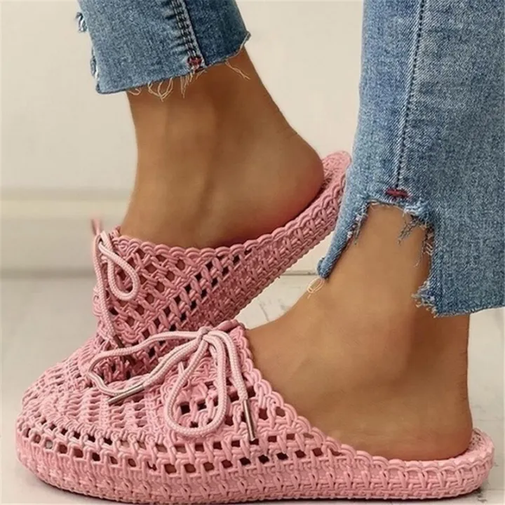 Summer%20Slippers%20Shoes%20Woman%20Closed%20Toe%20Breathable%20Flip%20Flops%20Women%20Hollow%20Out%20Lace%20Up%20Outdoor%20Slides%20Women%20Flat%20-%20Image%202