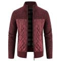 Men Sweater Jacket Fashion Winter Coat Fleece Hoodies High Quality Luxury Checkered Hooded Knit Cardigan Male Outer Wear. 