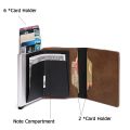 Bycobecy Customized Name Leather Wallet Men Magnet Wallet Rfid Credit Card Holder Aluminum Box Case With Money Clip Card Holder.