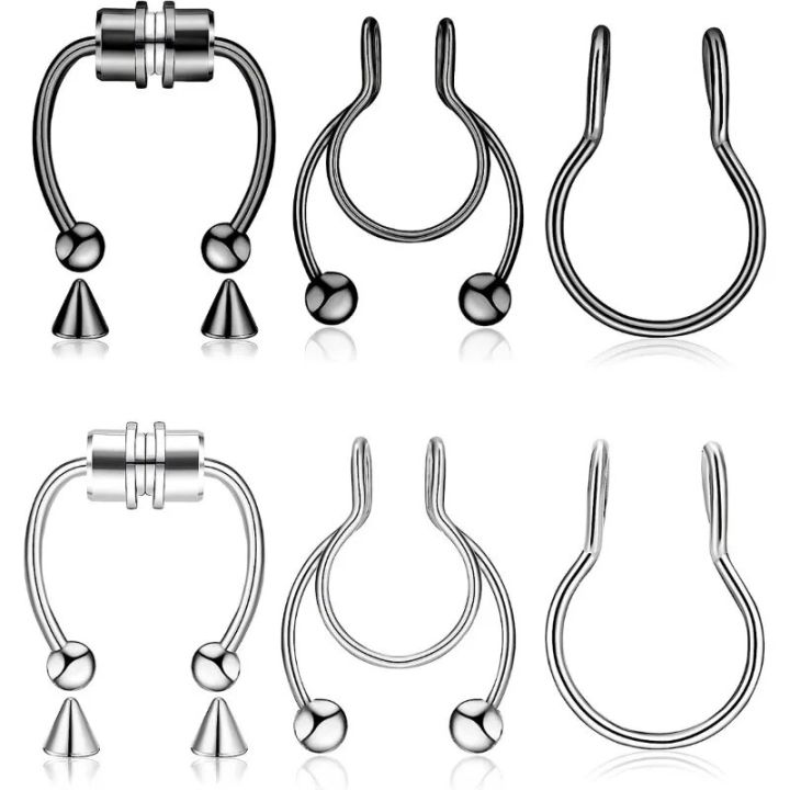 3Pcs%20Nose%20Ring%20Magnetic%20Septum%20Ring%20Nose%20Ring%20Hoop%20Stainless%20Steel%20Horseshoe%20Clip%20On%20Nose%20Ring%20No-Pierced%20Septum%20Ring%20-%20Image%204