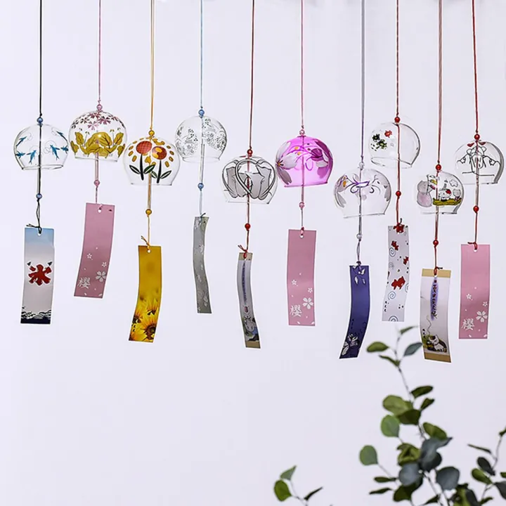 1PCS Wind Bell Japan Wind Chimes Handmade Glass Furin Home Office Decors