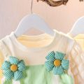 2025 new girl baby round neck dress children flowers cotton skirt 0-5 Years. 