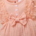 0-18 Months Newborn Baby Girl Plain Soft Bodysuit Lace Flared Sleeve Summer Romper with Headband Toddler Baby Girl Clothing.