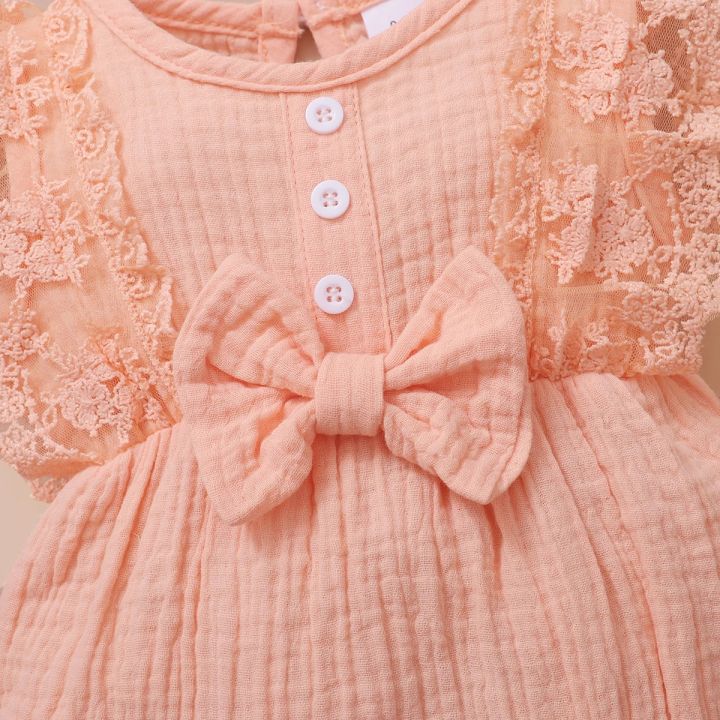 0-18%20Months%20Newborn%20Baby%20Girl%20Plain%20Soft%20Bodysuit%20Lace%20Flared%20Sleeve%20Summer%20Romper%20with%20Headband%20Toddler%20Baby%20Girl%20Clothing%20-%20Image%203