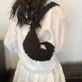Hot Sale Plaid Quilted Shoulder Bag Pleated Bubbles Trendy Underarm Bag Casual Large Capacity Dumpling Bag Party.