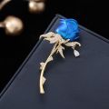 Noble Retro Blue Red Rose Flower Brooche.