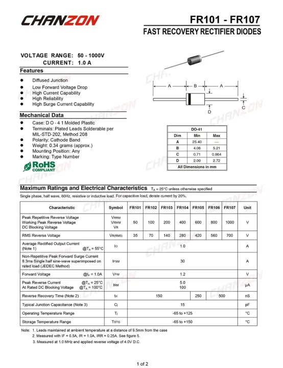 %E3%80%90YIYANGMAOYI111%E3%80%91Pcs)%20FR107%20Fast%20Recovery%20Rectifier%20Diode%201A%201000V%20150-500ns%20DO-41%20(DO-204AL)%20Axial%20Amp%20Volt%20FR%20107%20Diodes%20-%20Image%204