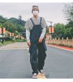 2022 Men's Retro Designer Overalls Workwear Sling Korean Loose Wide Leg Jumpsuit Streetwear Solid Color Men's Clothing.