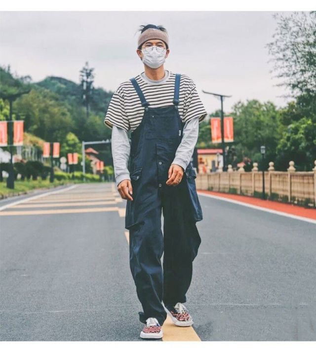 2022%20Men's%20Retro%20Designer%20Overalls%20Workwear%20Sling%20Korean%20Loose%20Wide%20Leg%20Jumpsuit%20Streetwear%20Solid%20Color%20Men's%20Clothing%20-%20Image%205