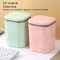 【hot】 PP Trash Garbage Can Solid Color Odorless Round Corner Button Switch Home Office Desktop Dust Bin With Lid Pink.