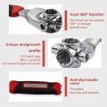 48 in 1 NEW Socket Wrench Multifunction Universal Tool with Spline Bolts 360 Degree Revolving Spanner (Red & Black). 