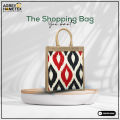 Jute Shopping Bag, Natural, Red & Black, (12"x14" ), 1 Pcs.
