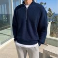 Autumn Winter Stand-up Collar Half-zip Sweater Men's Handsome Loose Casual High Street Sweaters Men Pullovers Male Clothes. 