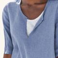 Casual T Shirt V-neck Short Sleeves T-shirt Half Sleeve Summer Pullover Tops Womens Linen Elegant blusas Tunic Femme Clothing.