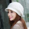 Autumn Winter Beanies Caps Women Warm Wool Elegant Flowers Knitted Hat Female Rabbit Hair Windproof Velvet Cap.