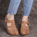 Women's Wedge Sandals Leather heels Slipper Anti Slip Plus Size Jelly Shoes Closed Toe Hook and Loop Sandal. 
