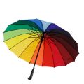 16 bone rainbow umbrella long handle straight pole umbrella touch cloth sunny rain business umbrella sunscreen rain print folding umbrella.