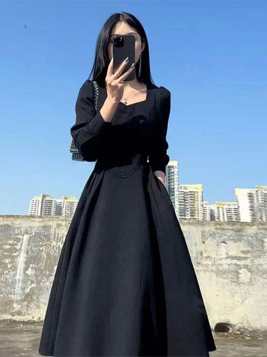 Black%20Maxi%20Dresses%20For%20Women%20Elegant%20French%20Square%20Neck%20Long%20Dress%20Korean%20Fashion%20Autumn%202023%20Party%20Casual%20Vintage%20Vestidos%20-%20Image%205