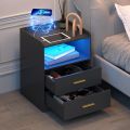 Smart Bedside Table with Lighting, LED Nightstand with 24-Color RGB Lights, Modern Bed Side Table/Night Stand for Bedroom, Living Room,24/18. 