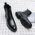 British Style Chelsea Boots Men Mid Calf Dress Shoes Business Formal Ankle Boots Antumn Bota Masculina Split Leather Shoes KEEMEEUYZO. 