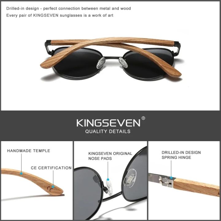 KINGSEVEN%20Brand%20Handmade%20Wood%20Sunglasses%20Polarized%20Men's%20Glasses%20UV400%20Protection%20Mirror%20Eyewear%20Wooden%20Temples%20Outdoor%20Travel%20-%20Image%204
