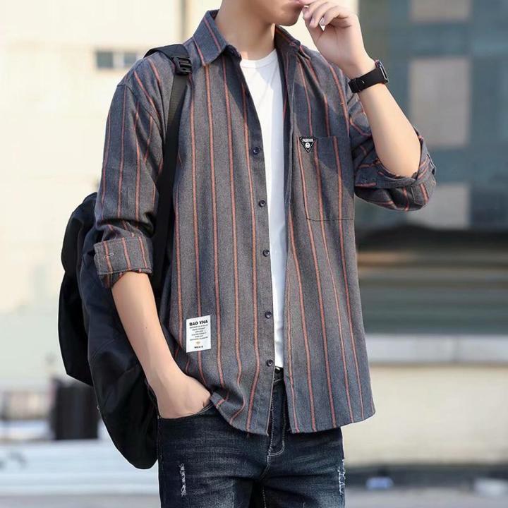 Burberry's LONDON Stripe Pattern Long Sleeve Striped Shirt Men's XL cotton blue type Vintage Second Hand