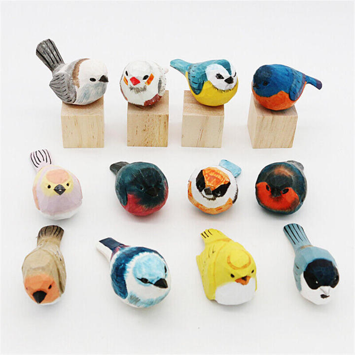 Gift-Ready Packaging Nordic Wooden Bird Statue Lightweight Compact Size Premium Wood Wooden Bird Ornament Handcrafted Artisan Painted Miniature Bird Sculpture for Home Decor Children'S Room Wildlife