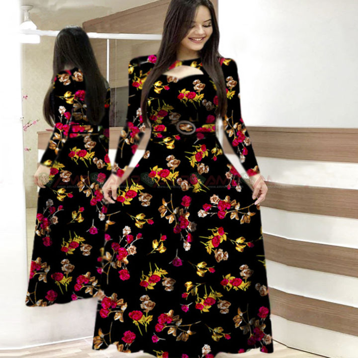 New Women Attractive Premium Quality Rose Print Semi long Kurti Digital print
