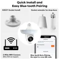 Guudgo Tuya 3MP WiFi Blub Camera Wireless PTZ IP Cam Color Night Vision Motion Detection Two-way Talk Outdoors Security Cameras APP Phone Control. 