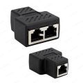 1 to 1 2 Way Dual Female Ports LAN Ethernet Network Cable Splitter Adapter RJ45 Female Splitter Socket Connector Adapter For PC. 