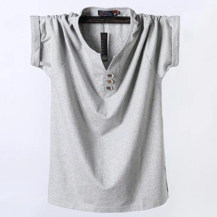 QYLVAWOY%20Loose%20Casual%20Men%20T%20Shirt%202022%20Summer%20Oversize%20Mens%20T-shirt%20Cotton%20Men's%20Cool%20Top%20Solid%20Fashion%20V%20Neck%20Camisetas%20FCY495%20-%20Image%203