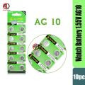 Hot selling 10pcs AG10 watch Battery 1.55V LR54 LR1130 L1131 389 189 Alkaline Batteries Button Cell Coin. 