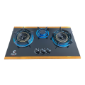 EG-B712G Gazi Smiss Gas Stove Glass Body Three Burner  - Auto Ignition Blue Flame LPG Gas Compatible.. 