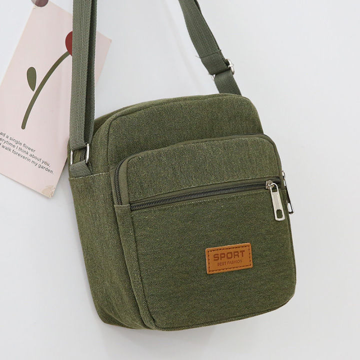 Thickened Canvas Unisex Crossbody Bag Ticket Collection Wallet Business Bag Shoulder Purse Bag for Men