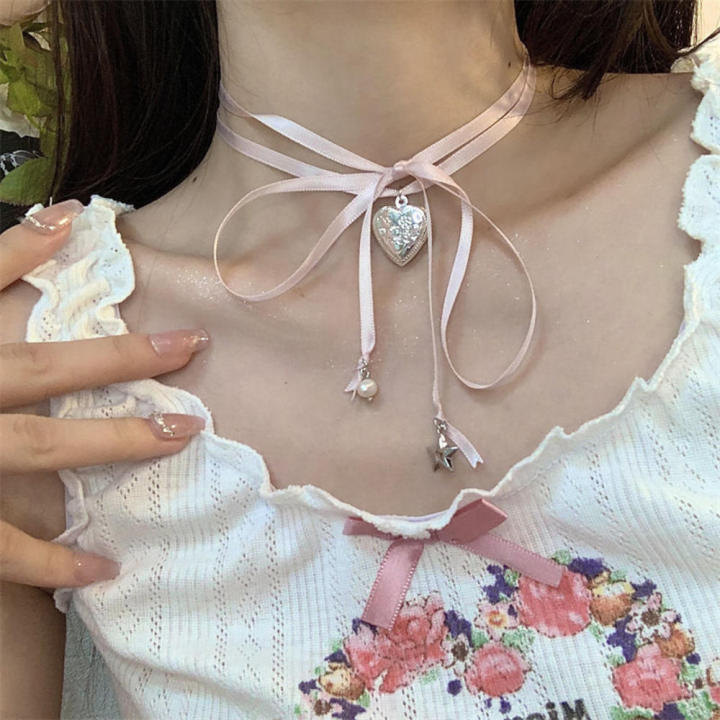 Jewelry%20Accessories%20Bow%20Tie%20Choker%20Chain%20Birthday%20Party%20Sweet%20Heart%20Necklace%20Lovely%20Star%20Pink%20Ribbon%20for%20Fashion%20Elegant%20-%20Image%204
