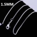 925 Sterling Silver Necklace 16/18/20/22/24 inches fine 1.5MM Box chain For Women top quality Fashion Jewelry Christmas Gifts. 