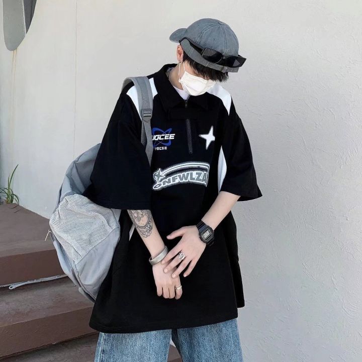Extra%20Large%20Size300Half%20Zipper%20Machine%20Jin%20Car%20StylepoloShirt%20Men's%20American%20HeavyvibeWind%20LapelTShirt%20Top%20-%20Image%204