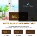 Wooden Digital Alarm Clock with Wireless Charging, LED Clock with Time, Date,Temperature, Desk Clocks for Office,Bedside Clock. 